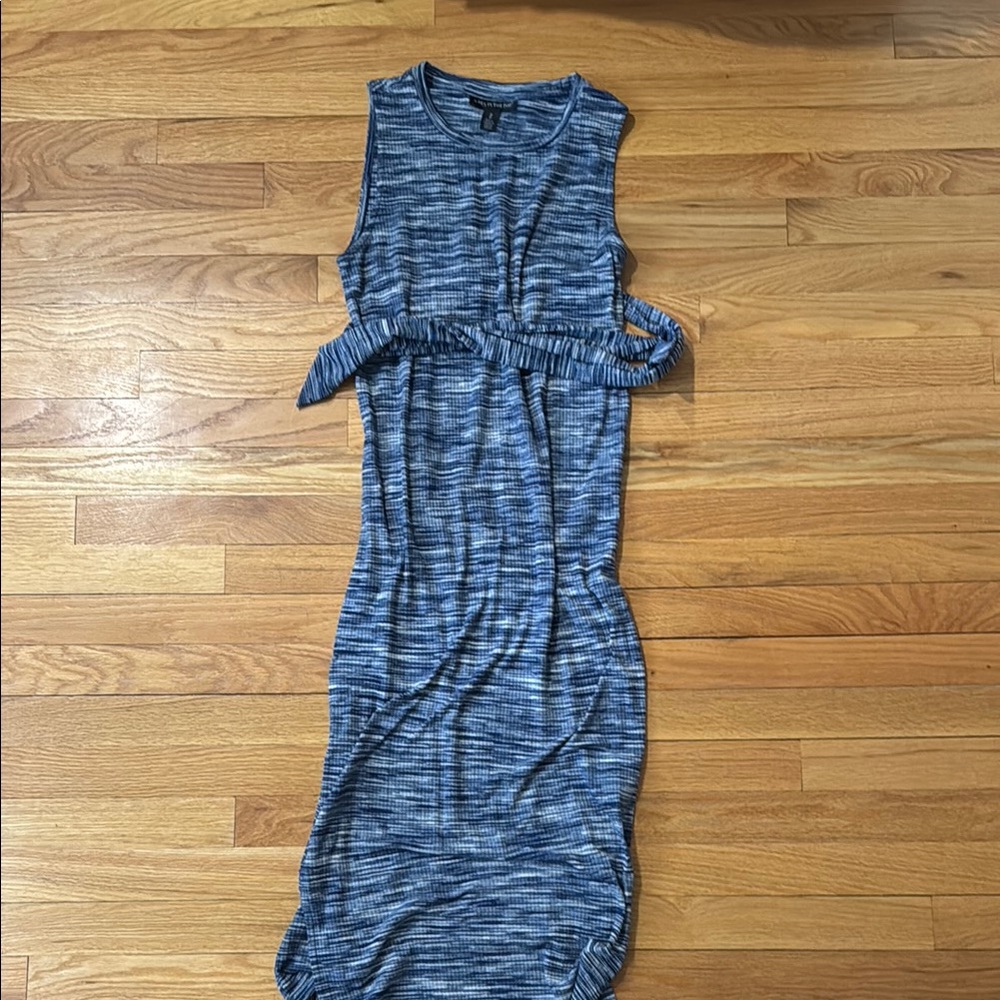 A Pea in the Pod Blue Ruched Sheath Midi Dress